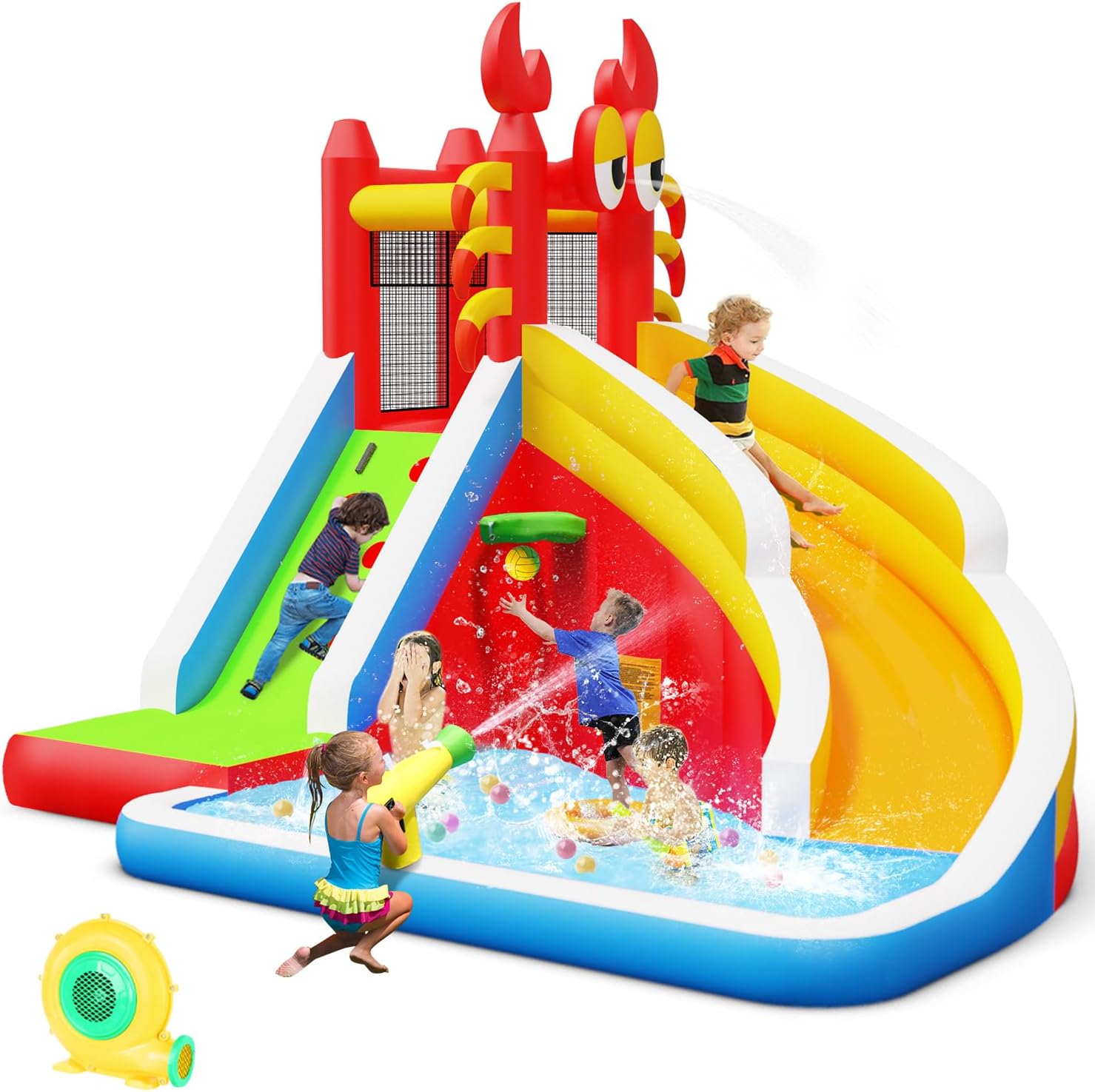 Basketball Hoop Kids Indoor - Large Inflatable Bounce House with Water