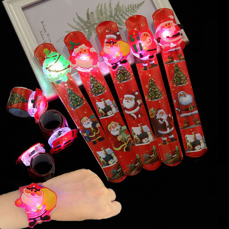 Kids Toys Xmas 2025 - 5/10/20PCS Christmas Glowing Bracelet Slap Ring