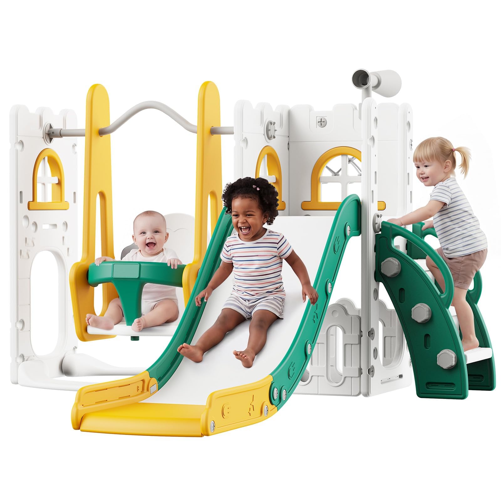7 in 1 Toddler Slide And Swing - Basketball Hoop Kids Indoor 评论和价格