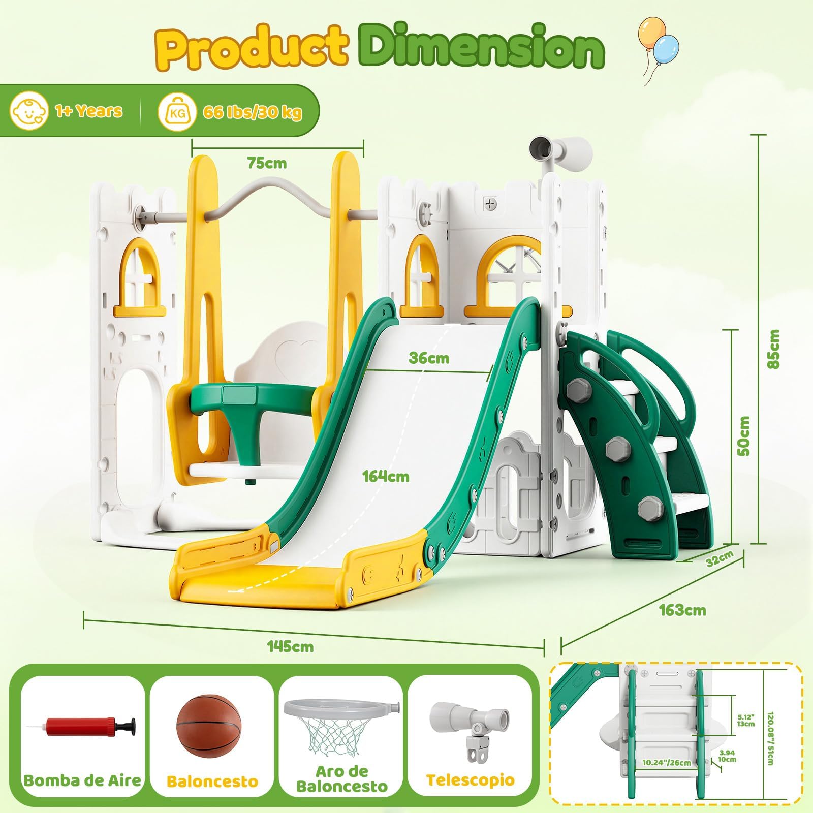 7 in 1 Toddler Slide And Swing - Basketball Hoop Kids Indoor 评论和价格