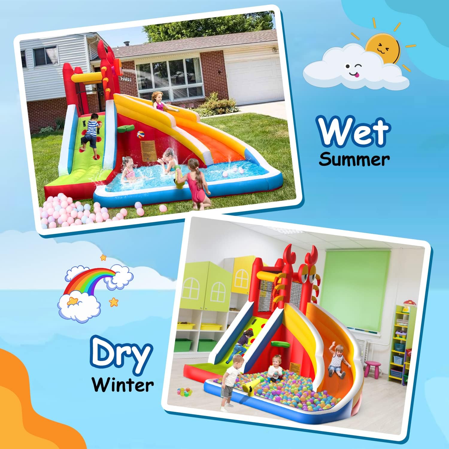 Large Inflatable Bounce House  - Basketball Hoop Kids Indoor 评论和价格