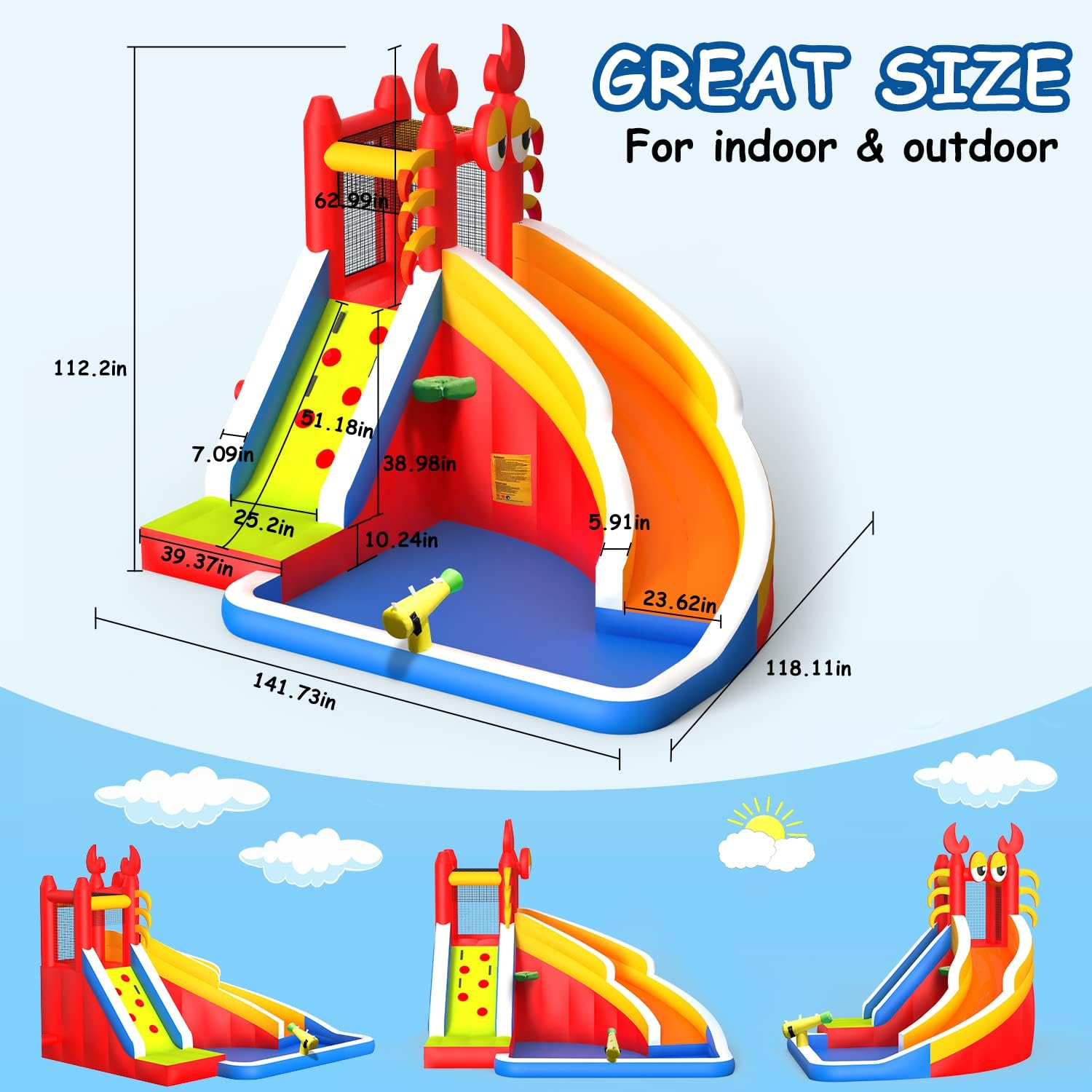 Large Inflatable Bounce House  - Basketball Hoop Kids Indoor 评论和价格