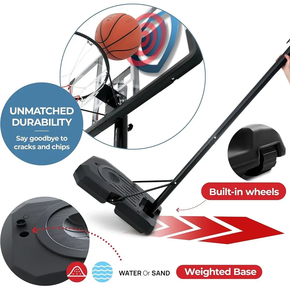 Adjustable 44 Shatterproof Bas - Basketball Hoop Kids Indoor 评论和价格